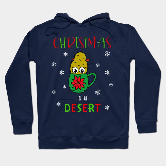 Christmas In The Desert - Small Christmas Cactus In Poinsettia Mug Hoodie by DreamCactus